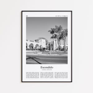 Escondido Black and White Print, Escondido Photo Poster, Escondido Travel Poster Gift, California, United States, USA Wall Art Print
