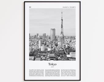 Tokyo Black and White Print, Tokyo Photo Poster, Tokyo Travel Poster Gift, Japan Wall Art Print, Minimal Home Decor Print