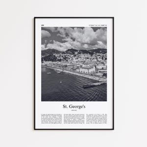 St. George's Schwarzweißdruck, St. George's Fotoposter, St. George's Poster Geschenk, Grenada Wandkunst, moderner Reisedruck