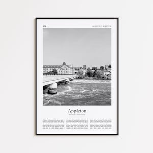 Appleton Black and White Print, Appleton Photo Poster, Appleton Travel Poster Gift, Wisconsin, United States, USA Wall Art Print
