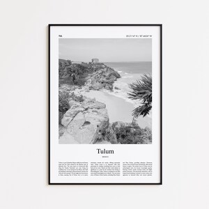 Tulum Black and White Print, Tulum Photo Poster, Tulum Travel Poster Gift, Mexico Wall Art Print, Minimal Home Decor Print