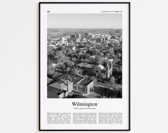 Wilmington Black and White Print, Wilmington Photo Poster, Wilmington Travel Poster Gift, North Carolina, United States, USA Wall Art Print
