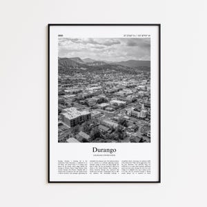 Durango Black and White Print, Durango Photo Poster, Durango Travel Poster Gift, Colorado, United States, USA Wall Art Print