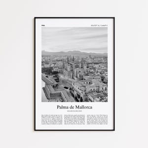 Palma de Mallorca Black and White Print, Palma de Mallorca Photo Poster, Palma de Mallorca Travel Poster Gift, Balearic Islands, Spain