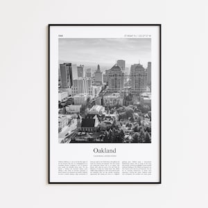 Oakland Black and White Print, Oakland Photo Poster, Oakland Travel Poster Gift, California, United States, USA Wall Art Print