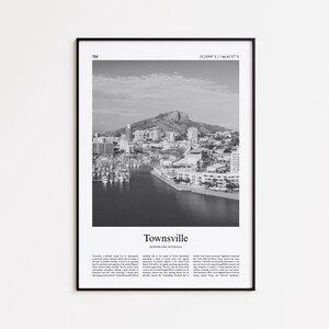 Townsville Black and White Print, Townsville Photo Poster, Townsville Travel Poster Gift, Queensland, Australia Wall Art Print
