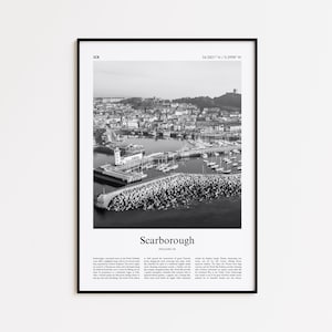 Scarborough Black and White Print, Scarborough Photo Poster, Scarborough Travel Poster Gift, United Kingdom Wall Art Print, Home Decor Gift