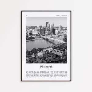 Pittsburgh zwart-wit print, Pittsburgh fotoposter, Pittsburgh reizen poster cadeau, Pennsylvania, Verenigde Staten, USA Wall Art Print