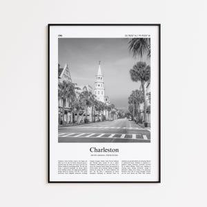 Charleston zwart-wit print, Charleston fotoposter, Charleston reisposter cadeau, South Carolina, Verenigde Staten, VS Wall Art Print