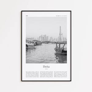 Doha Black and White Print, Doha Photo Poster, Doha Travel Poster Gift, Qatar Wall Art Print, Minimal Home Decor Print