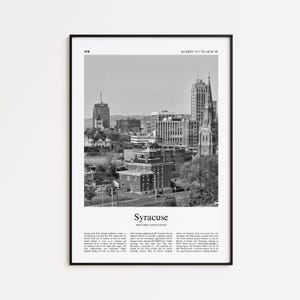 Syracuse Black and White Print, Syracuse Photo Poster, Syracuse Travel Poster Gift, New York, United States, USA Wall Art Print