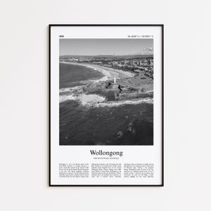 Wollongong Black and White Print, Wollongong Photo Poster, Wollongong Travel Poster Gift, New South Wales, Australia Wall Art Print