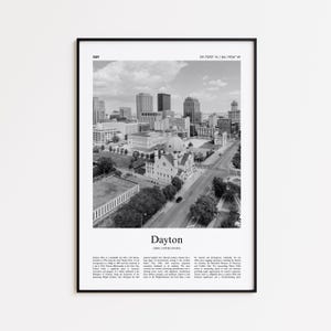 Dayton Black and White Print, Dayton Photo Poster, Dayton Travel Poster Gift, Ohio, United States, USA Wall Art Print, Modern Travel Print