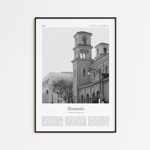 Alameda Black and White Print, Alameda Photo Poster, Alameda Travel Poster Gift, California, United States, USA Wall Art Print