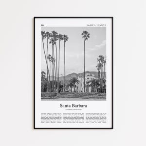 Santa Barbara Black and White Print, Santa Barbara Photo Poster, Santa Barbara Travel Poster Gift, California, United States, USA