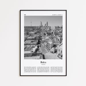 Baku Black and White Print, Baku Photo Poster, Baku Travel Poster Gift, Azerbaijan Wall Art Print, Minimal Home Decor Print