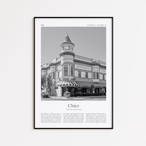 Chico Black and White Print, Chico Photo Poster, Chico Travel Poster Gift, California, United States, USA Wall Art Print, Home Decor Gift