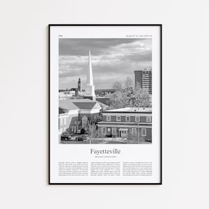 Fayetteville Black and White Print, Fayetteville Photo Poster, Fayetteville Travel Poster Gift, Arkansas, United States, USA Wall Art Print
