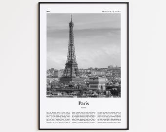Paris Black and White Print, Paris Photo Poster, Paris Travel Poster Gift, France Wall Art Print, Minimal Home Decor Print
