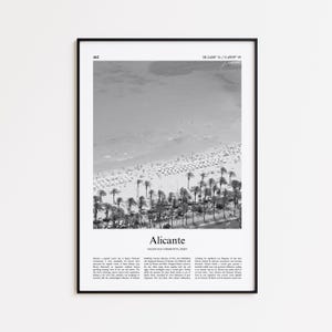 Alicante Black and White Print, Alicante Photo Poster, Alicante Travel Poster Gift, Valencian Community, Spain Wall Art Print