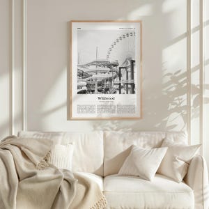 Wildwood Black and White Print, Wildwood Photo Poster, Wildwood Travel Poster Gift, New Jersey, United States, USA Wall Art Print image 2