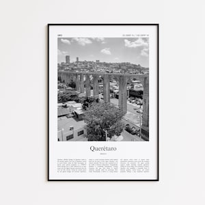 Querétaro Black and White Print, Querétaro Photo Poster, Queretaro Travel Poster Gift, Mexico Wall Art Print, Minimal Home Decor Print