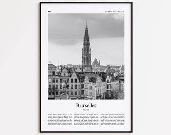 Bruxelles Black and White Print, Bruxelles Photo Poster, Bruxelles Travel Poster Gift, Belgium Wall Art Print, Minimal Home Decor Print