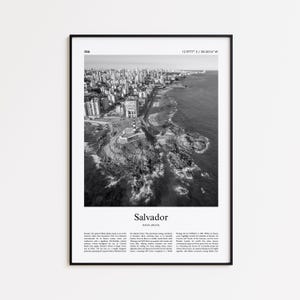 Impressão em preto e branco de Salvador, pôster fotográfico de Salvador, pôster de viagem de Salvador para presente, arte de parede da Bahia, Brasil, impressão minimalista para decoração de casa