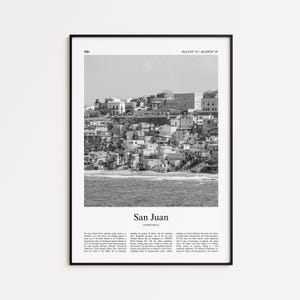 San Juan Black and White Print, San Juan Photo Poster, San Juan Travel Poster Gift, Puerto Rico Wall Art Print, Minimal Home Decor Print