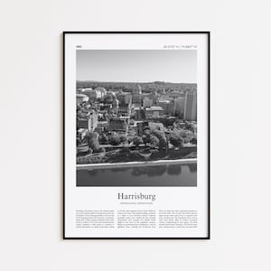 Harrisburg Black and White Print, Harrisburg Photo Poster, Harrisburg Travel Poster Gift, Pennsylvania, United States, USA Wall Art Print