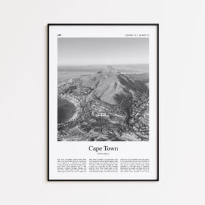 Cape Town Black and White Print, Cape Town Photo Poster, Cape Town Travel Poster Gift, South Africa Wall Art Print, Minimal Home Decor Print