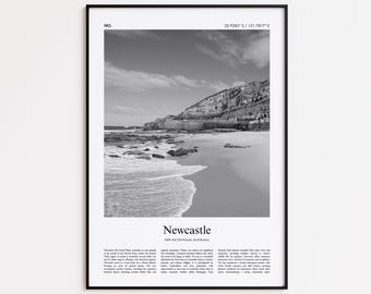 Newcastle zwart-wit print, Newcastle fotoposter, Newcastle reisposter cadeau, New South Wales, Australië Wall Art Print