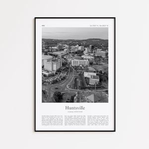 Huntsville Black and White Print, Huntsville Photo Poster, Huntsville Travel Poster Gift, Alabama, United States, USA Wall Art Print