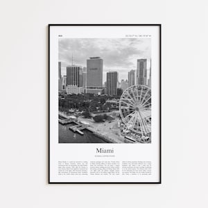 Miami Black and White Print, Miami Photo Poster, Miami Travel Poster Gift, Florida, United States, USA Wall Art Print, Modern Travel Print