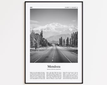 Mendoza Schwarzweißdruck, Mendoza Fotoposter, Mendoza Reiseplakat Geschenk, Provinz Mendoza, Argentinien Wandkunst, Wohnkultur Geschenk