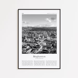 Binghamton Black and White Print, Binghamton Photo Poster, Binghamton Travel Poster Gift, New York, United States, USA Wall Art Print