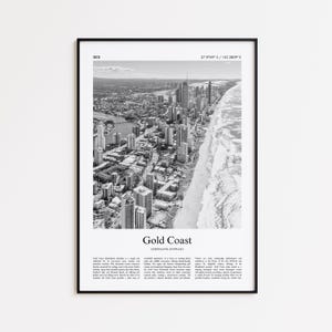 Gold Coast Black and White Print, Gold Coast Photo Poster, Gold Coast Travel Poster Gift, Queensland, Australia Wall Art Print