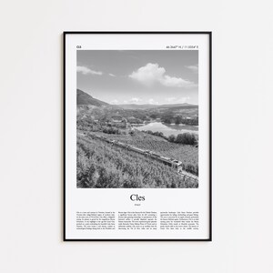 Cles Black and White Print, Cles Photo Poster, Cles Travel Poster Gift, Italy Wall Art Print, Minimal Home Decor Print