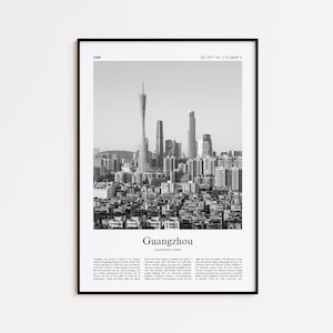 Guangzhou Black and White Print, Guangzhou Photo Poster, Guangzhou Travel Poster Gift, Guangdong, China Wall Art Print, Modern Travel Print