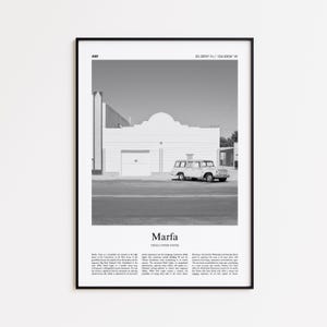 Marfa Black and White Print, Marfa Photo Poster, Marfa Travel Poster Gift, Texas, United States, USA Wall Art Print, Modern Travel Print