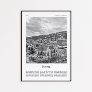 Helena Black and White Print, Helena Photo Poster, Helena Travel Poster Gift, Montana, United States, USA Wall Art Print, Home Decor Gift