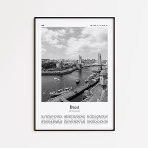 Brest Black and White Print, Brest Photo Poster, Brest Travel Poster Gift, Brittany, France Wall Art Print, Minimal Home Decor Print