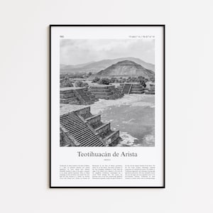 Stampa in bianco e nero di Teotihuacán de Arista, poster fotografico di Teotihuacán de Arista, regalo di poster di viaggio di Teotihuacán de Arista, Stato del Messico