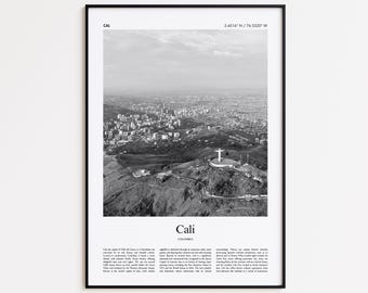 Cali Black and White Print, Cali Photo Poster, Cali Travel Poster Gift, Colombia Wall Art Print, Minimal Home Decor Print