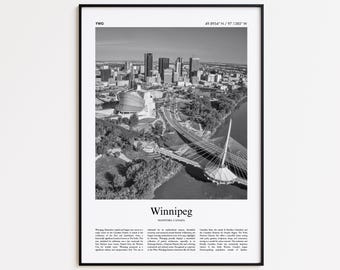 Winnipeg Black and White Print, Winnipeg Photo Poster, Winnipeg Travel Poster Gift, Manitoba, Canada Wall Art Print, Modern Travel Print