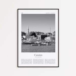 Camden Black and White Print, Camden Photo Poster, Camden Travel Poster Gift, Maine, United States, USA Wall Art Print, Modern Travel Print