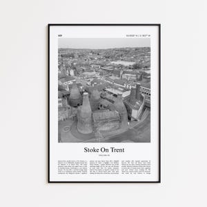 Stoke On Trent Black and White Print, Stoke On Trent Photo Poster, Stoke On Trent Travel Poster Gift, United Kingdom Wall Art Print