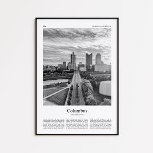 Columbus Black and White Print, Columbus Photo Poster, Columbus Travel Poster Gift, Ohio, United States, USA Wall Art Print, Home Decor Gift