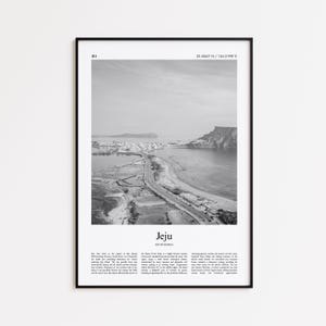 Jeju-stad zwart-witprint, Jeju-stad fotoposter, Jeju-stad reisposter cadeau, Jeju-stad, Jeju-stad, Zuid-Korea Wall Art Print, moderne reisafdruk