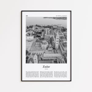 Zadar Black and White Print, Zadar Photo Poster, Zadar Travel Poster Gift, Croatia Wall Art Print, Minimal Home Decor Print